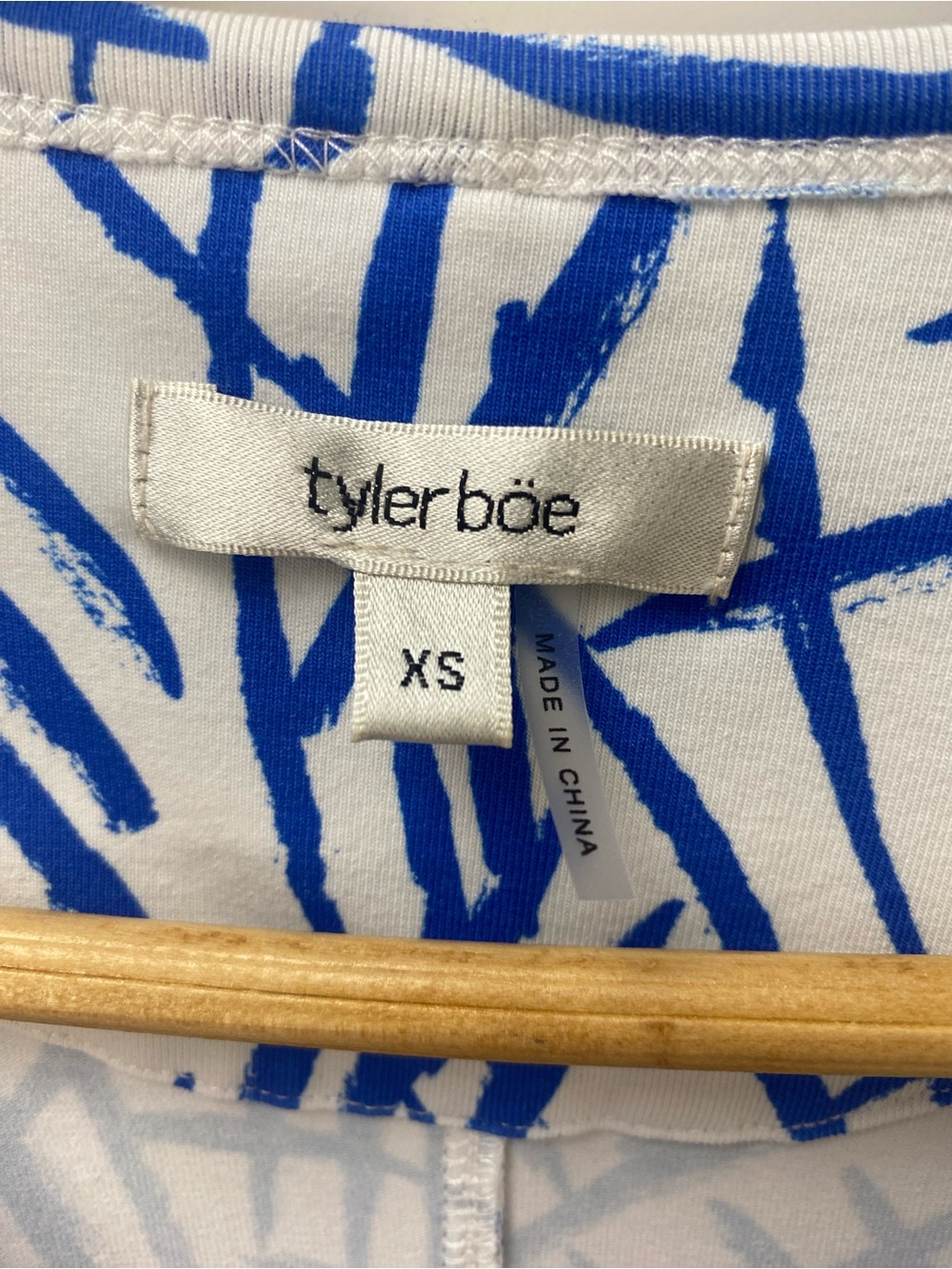 Tyler Boe White Dress with Blue Abstract Print - Picture 2 of 6